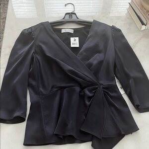 Bailey 44 Wrap Blouse Navy. Size M